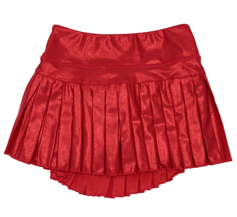 Red Shimmer Pleated Skort