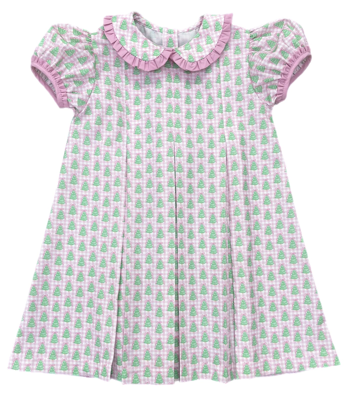 Penny Pleat Dress- Christmas Tree Gingham