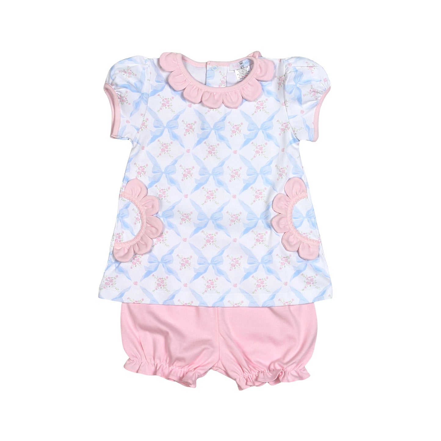 Blue Bows Pima Bloomer Set