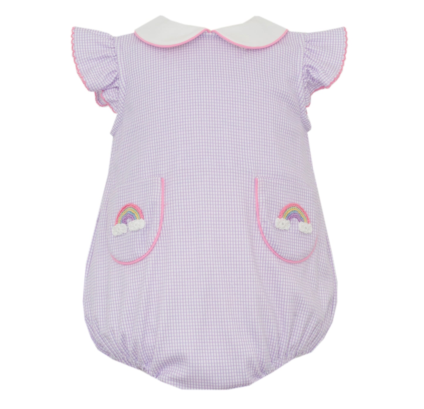 Lilac Gingham Knit Bubble w/Rainbow