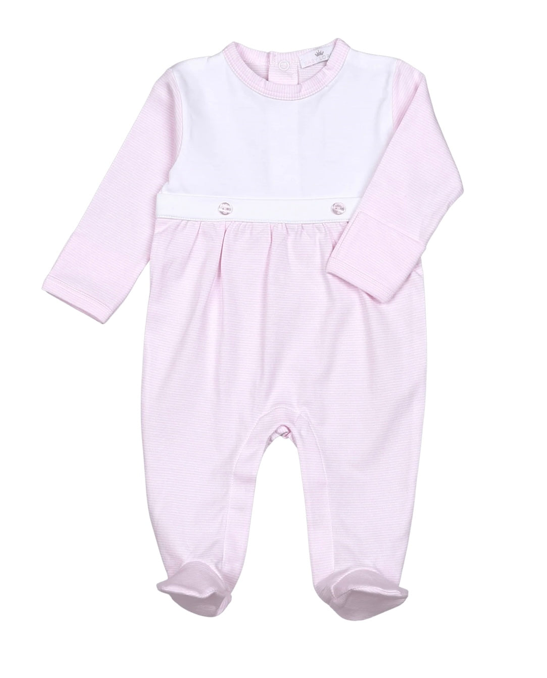 Pink Stripe Pima Bib Footie