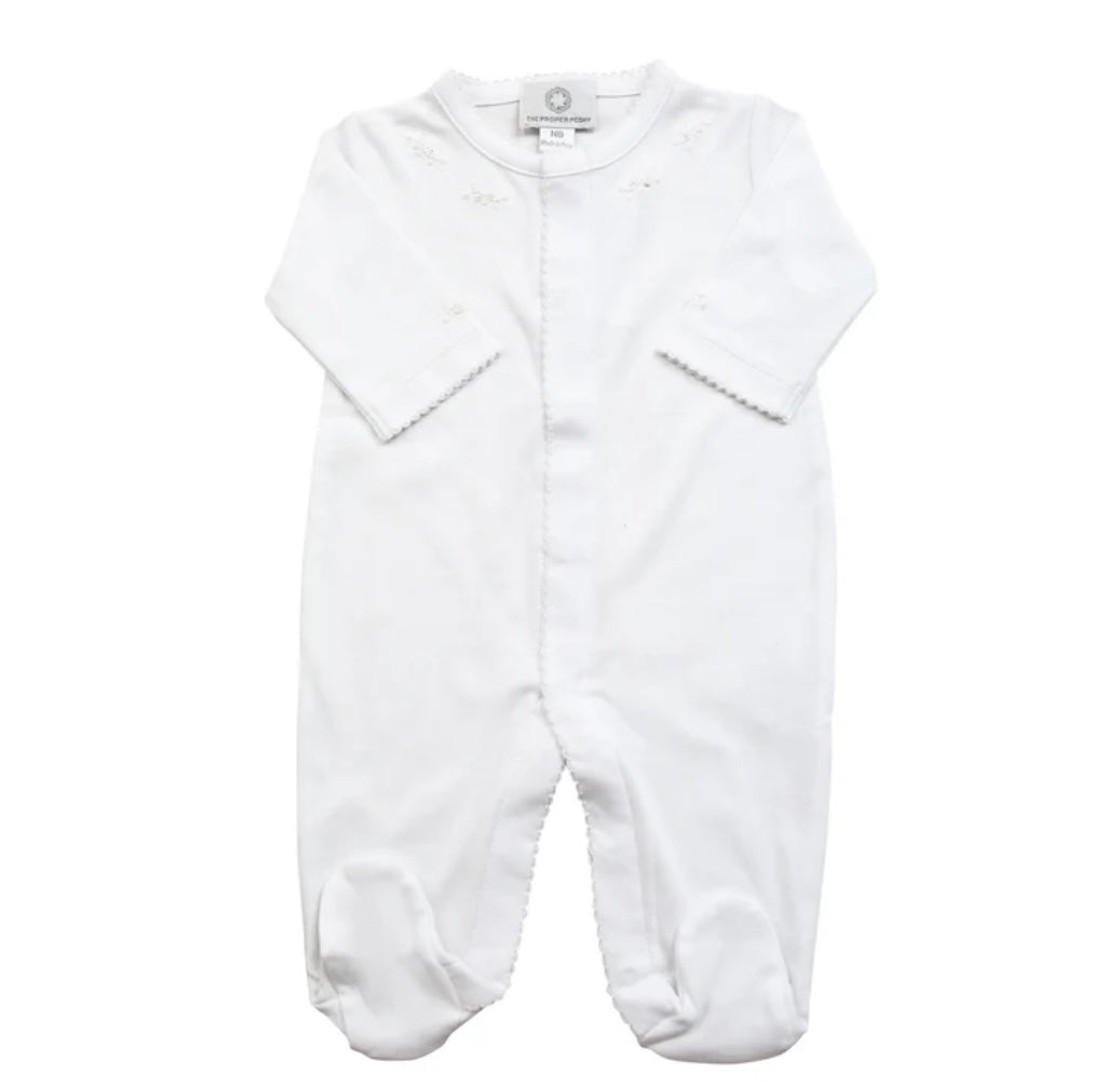 Proper Pima Footed Pajamas- White