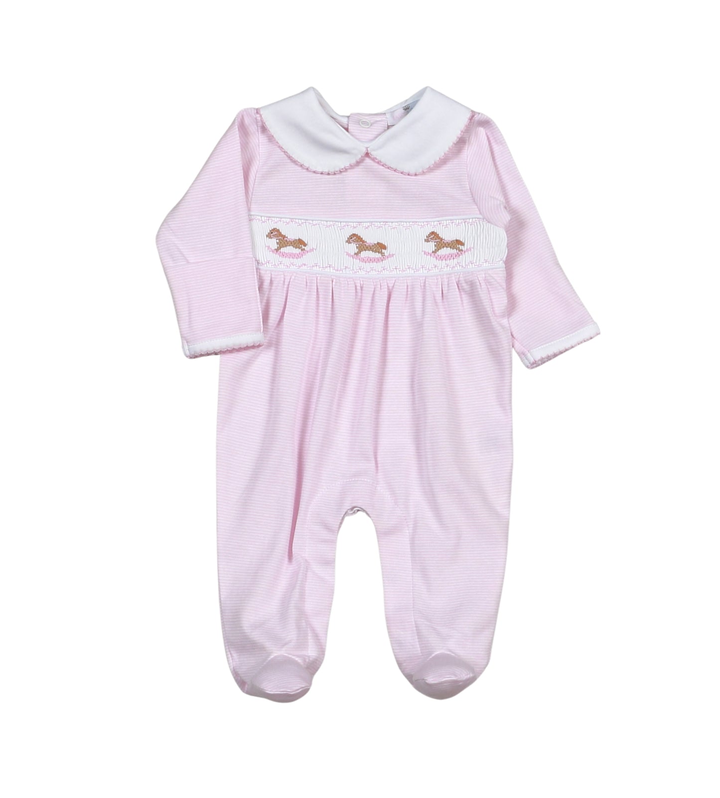 Pink Rocking Horse Pima Footie
