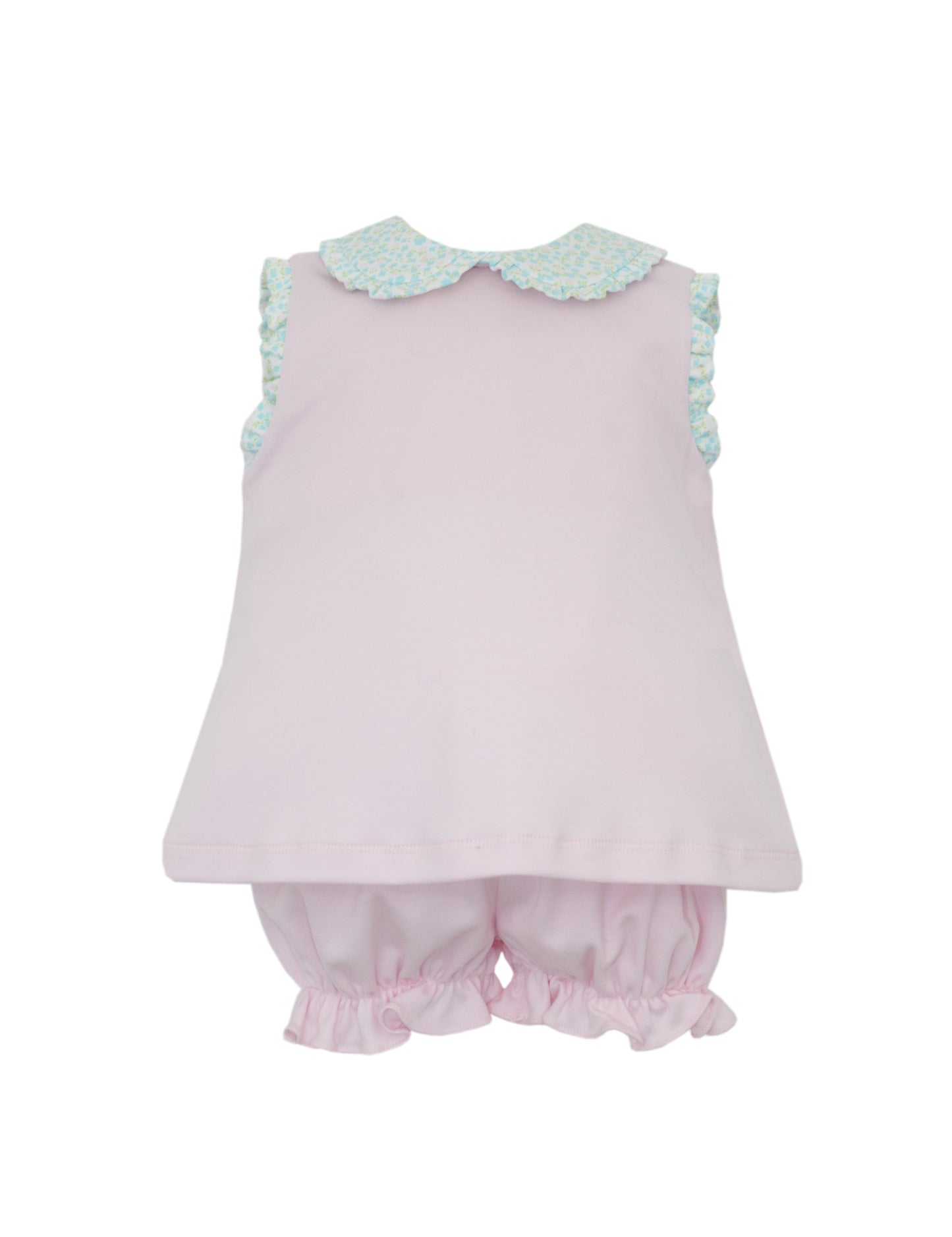 Pink Knit Bloomer Set w/Floral Trim