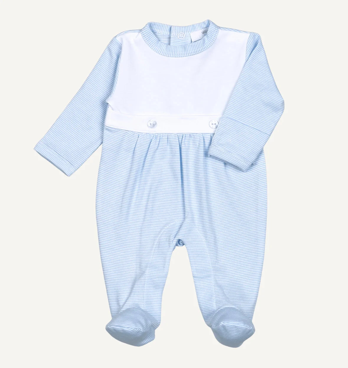 Blue Stripe Pima Bib Footie