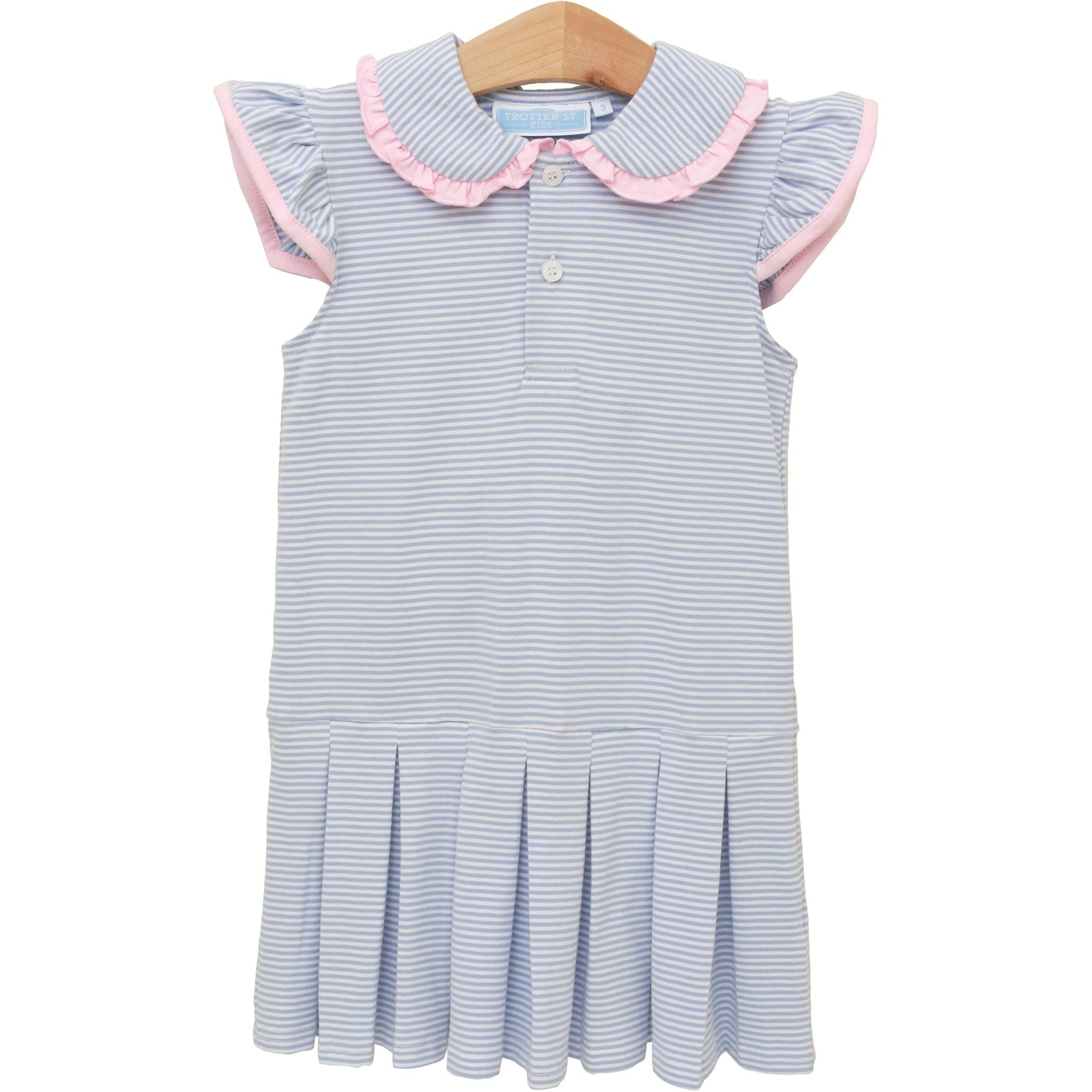 Camilla Dress- Dusty Blue Stripe/Light Pink