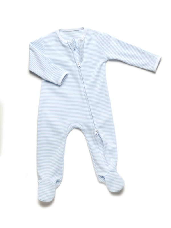 Blue Stripe Zipper Footie