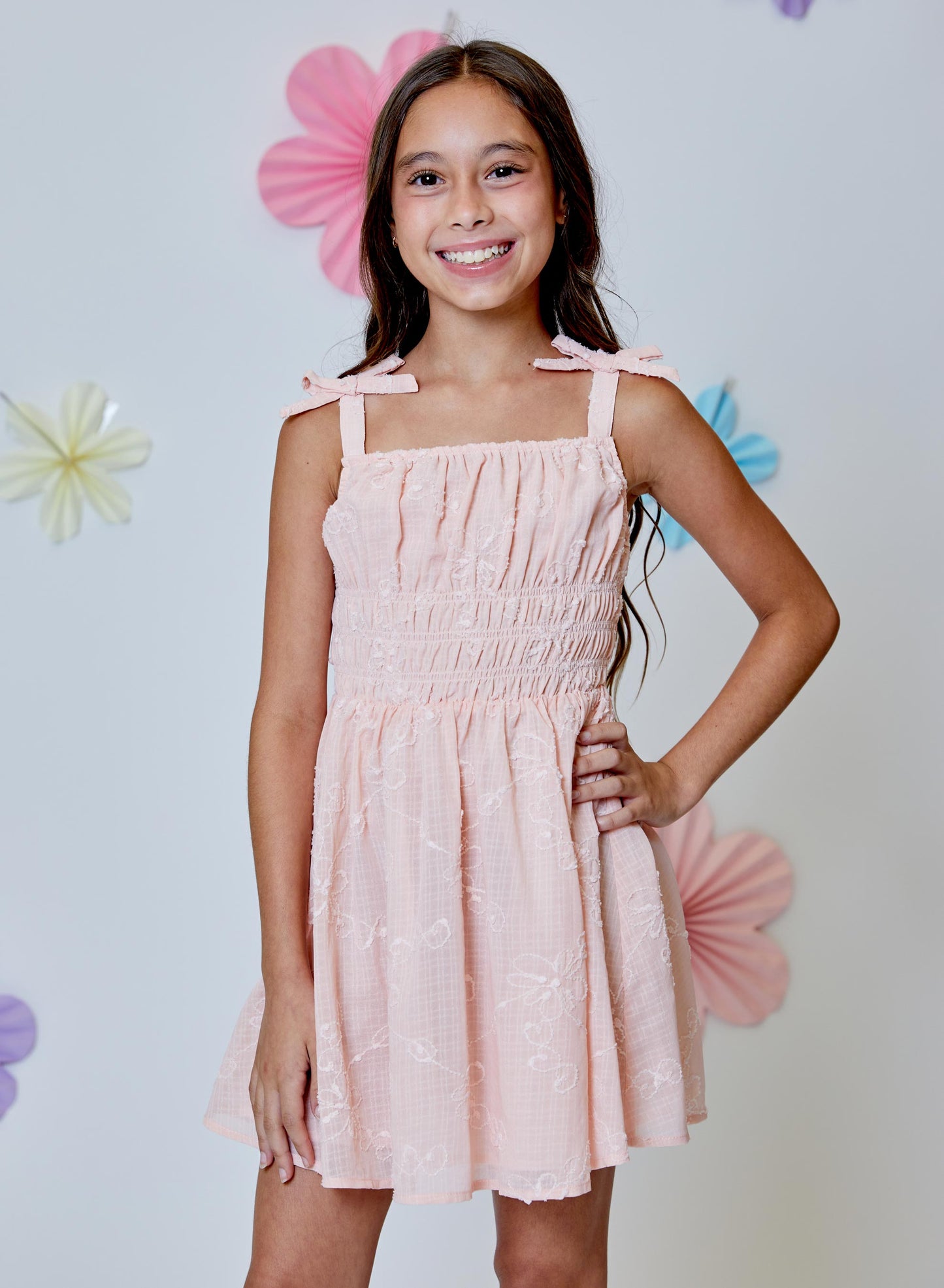 Peach Embroidered Dress