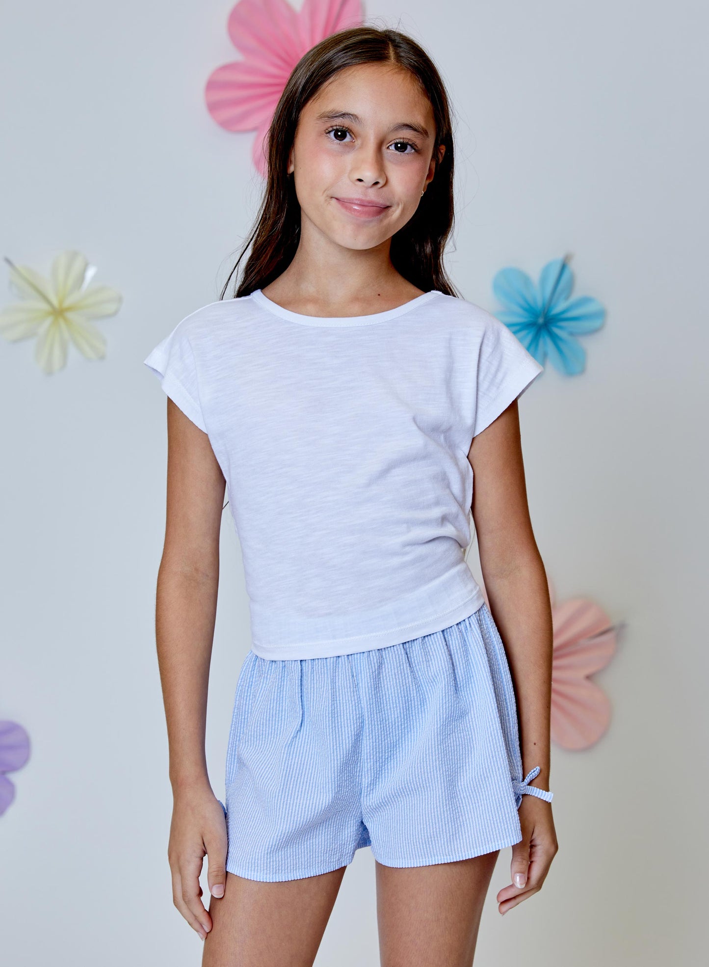 Light Blue Striped Shorts w/Bows