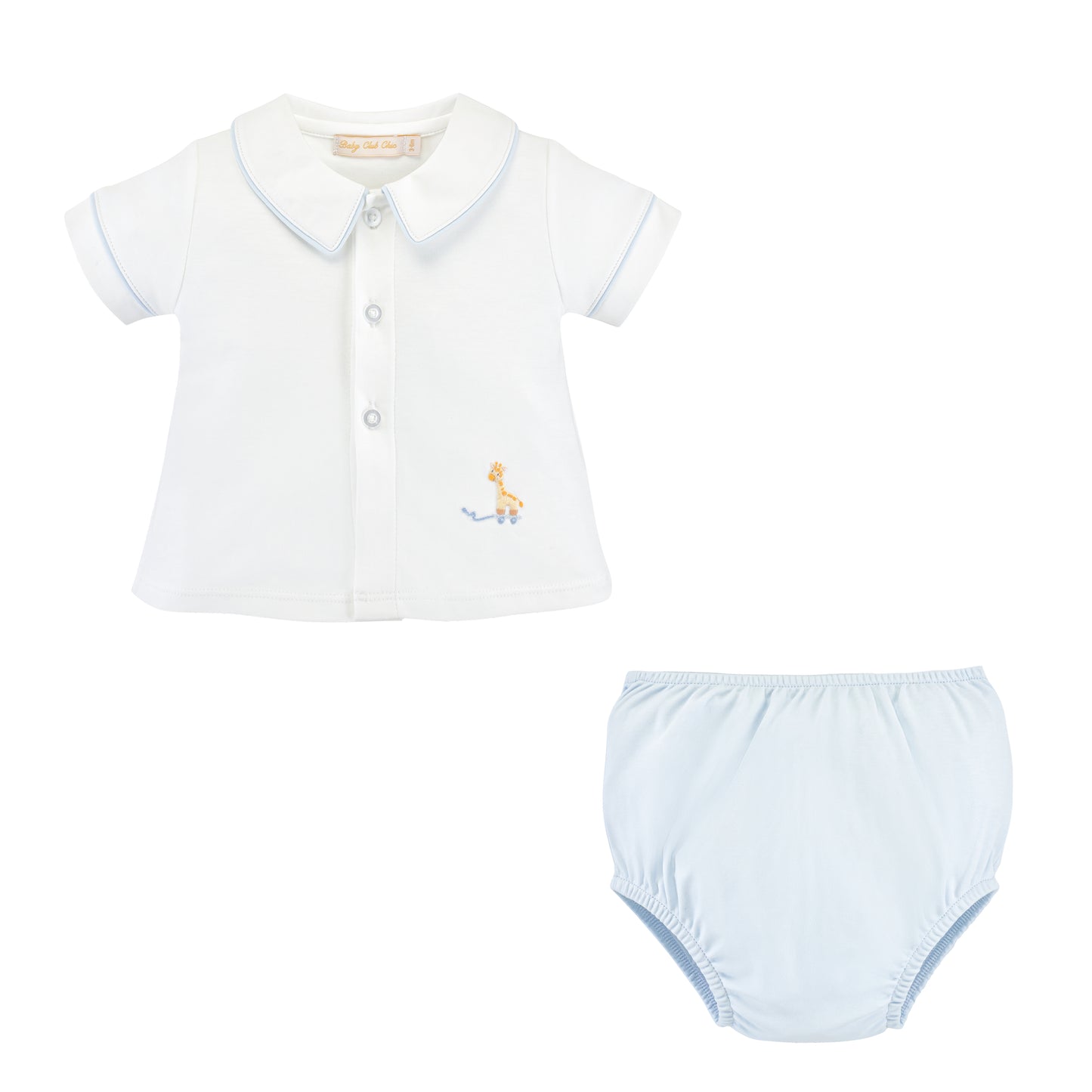 Hand Embroidered Giraffe Diaper Set