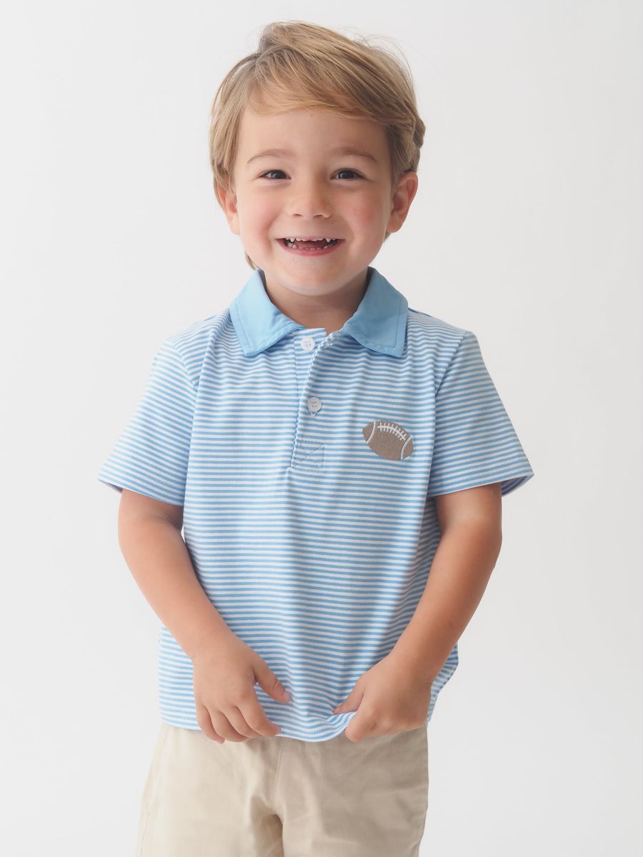 Powder Blue Stripe Tailgate Polo