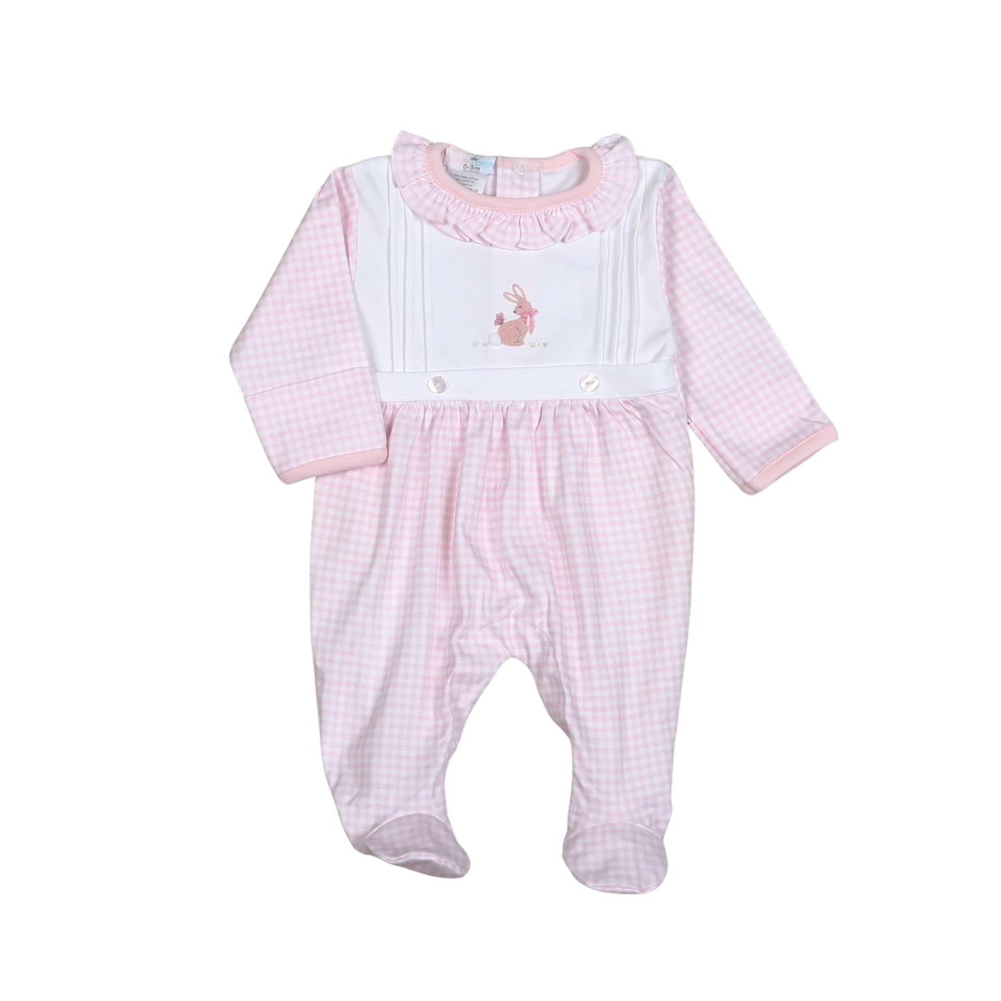 Pink Easter Hand Embroidered Pima Footie