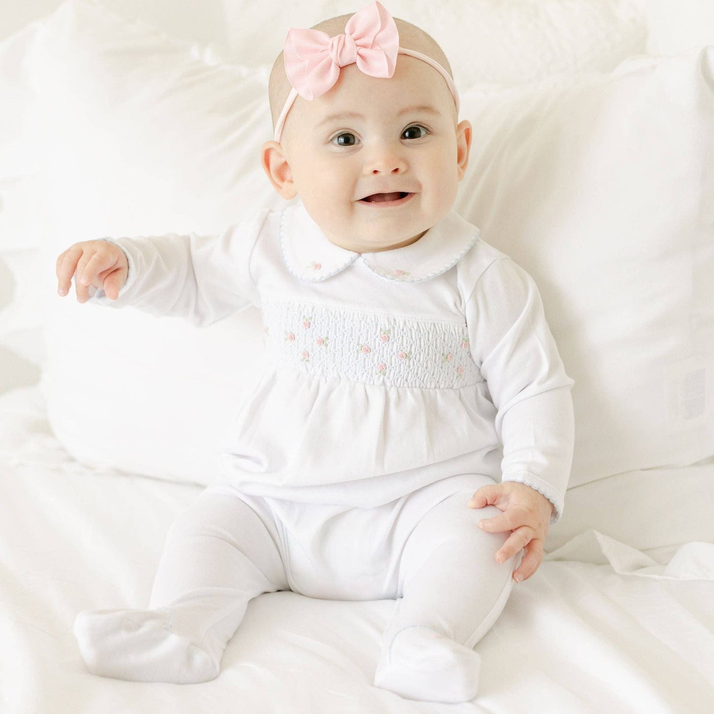 Charlotte's Classics Smocked Footie - Sky Blue