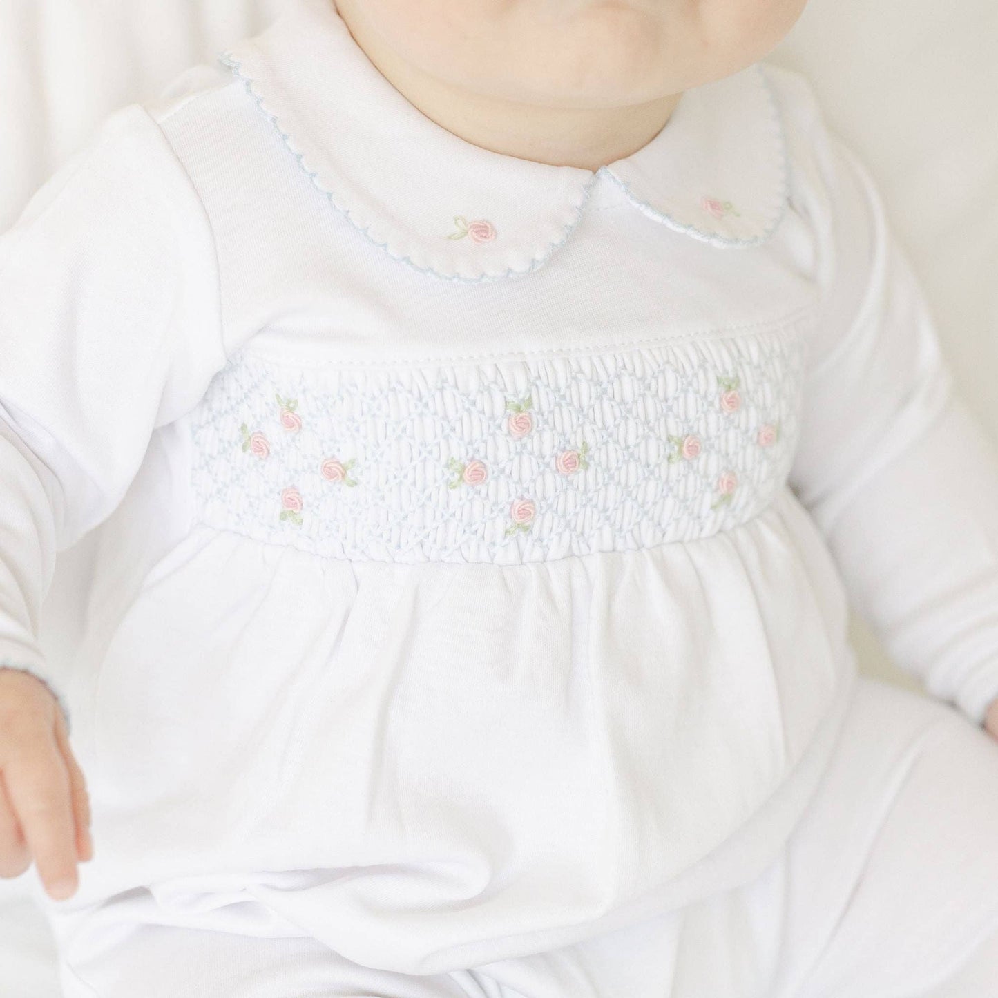 Charlotte's Classics Smocked Footie - Sky Blue