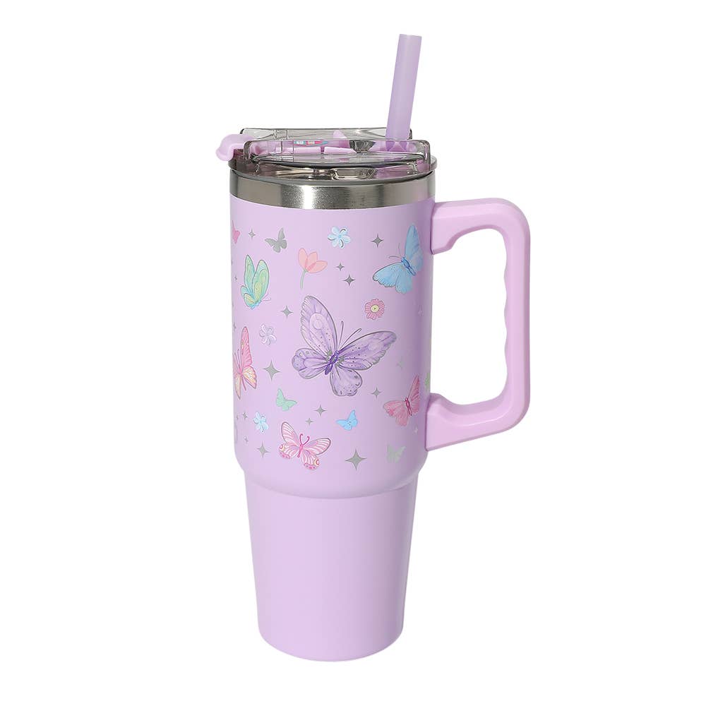 Stainless Steel Tumbler, Tie Dye Butterfly