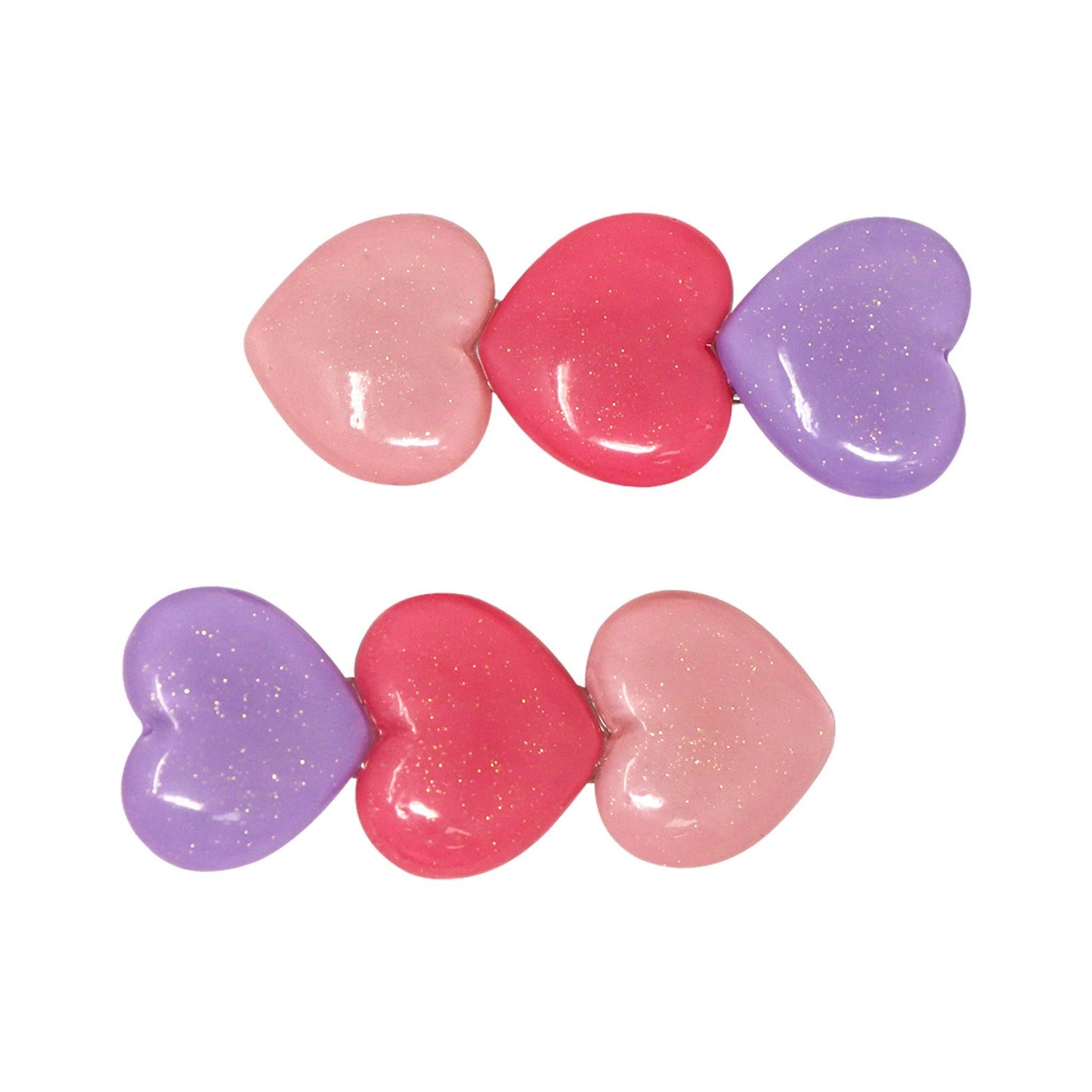 Glitter Hearts Alligator Hair Clips | Pack of 6