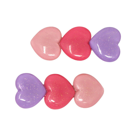 Glitter Hearts Alligator Hair Clips | Pack of 6