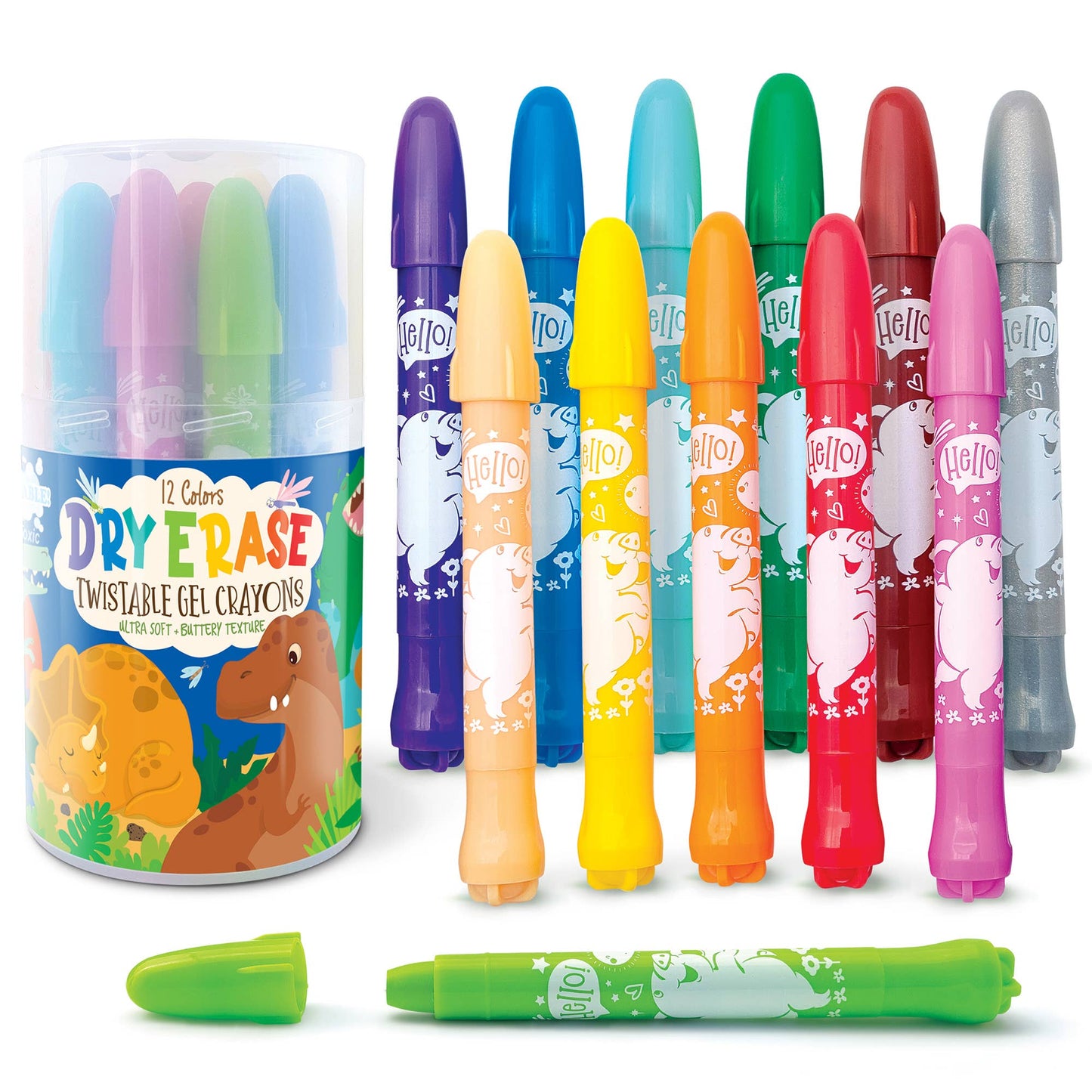 Dry Erase Gel Crayons with FREE Coloring Book | Dinosaur