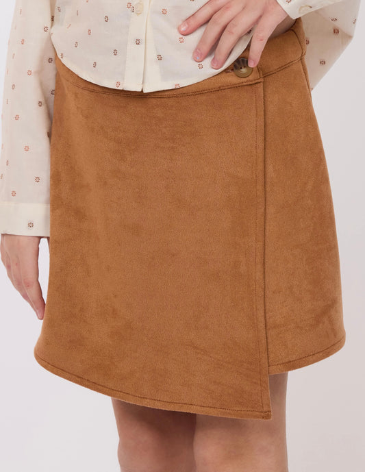 Faux Suede Wrap Skort
