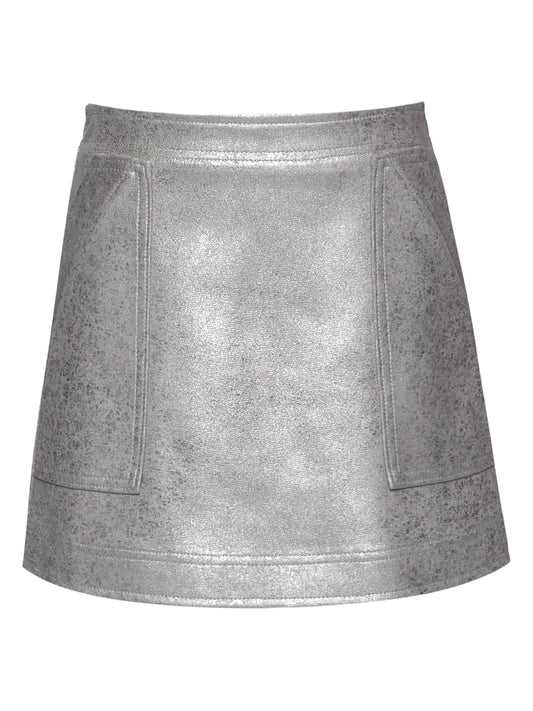 Silver Faux Leather Skirt