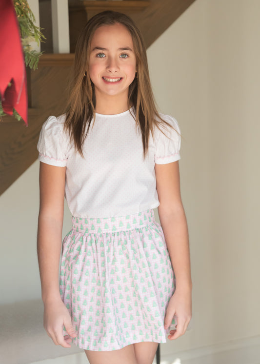CeCe Skirt Set- Gingham Christmas Tree