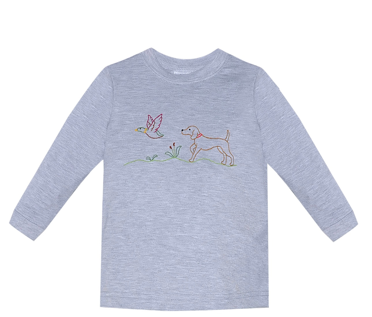 Dog and Mallard Boys Long Sleeve Shirt- Grey