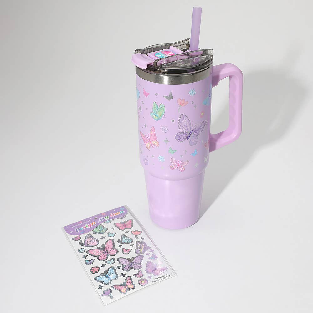 Stainless Steel Tumbler, Tie Dye Butterfly