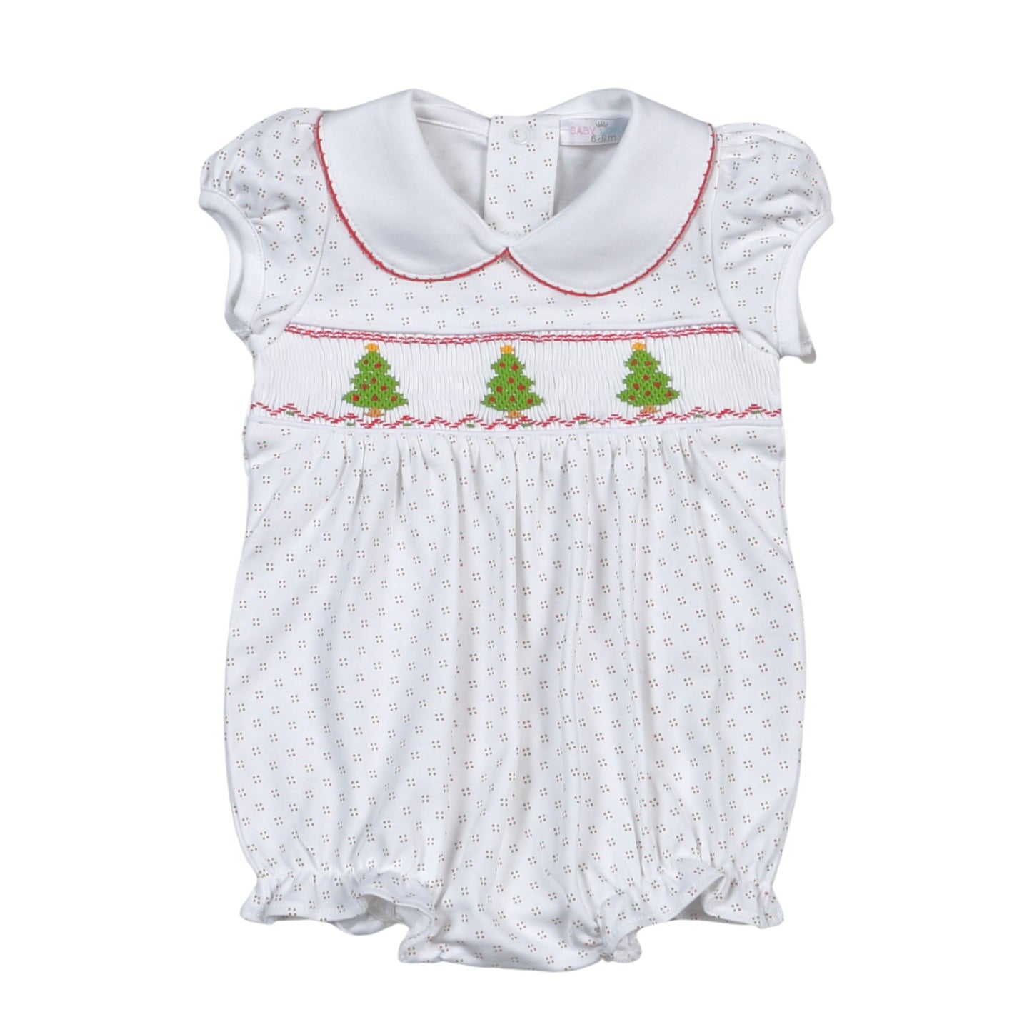 Boys Pima Hand Smocked Christmas Tree Bubble