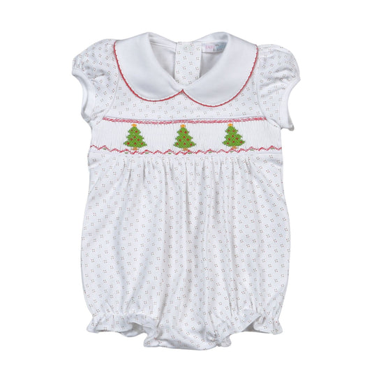 Boys Pima Hand Smocked Christmas Tree Bubble