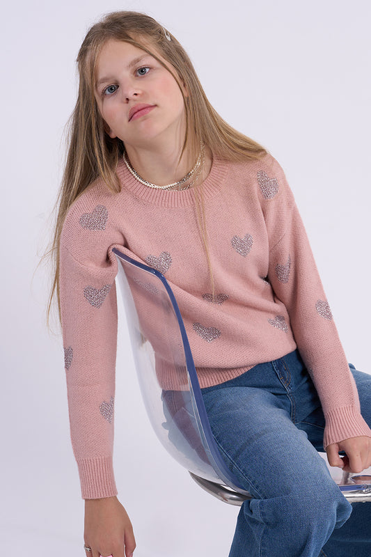 Girls Pink LOVE Sweater