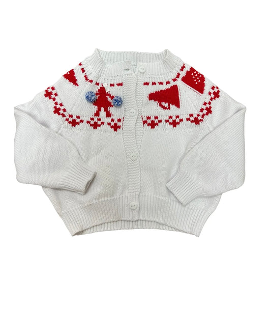 Girls Fair Isle Royal and Red Cheerleader Sweater