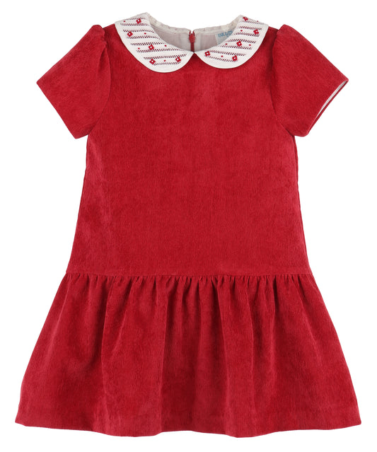 Randall Collar Drop Waist Dress- Red