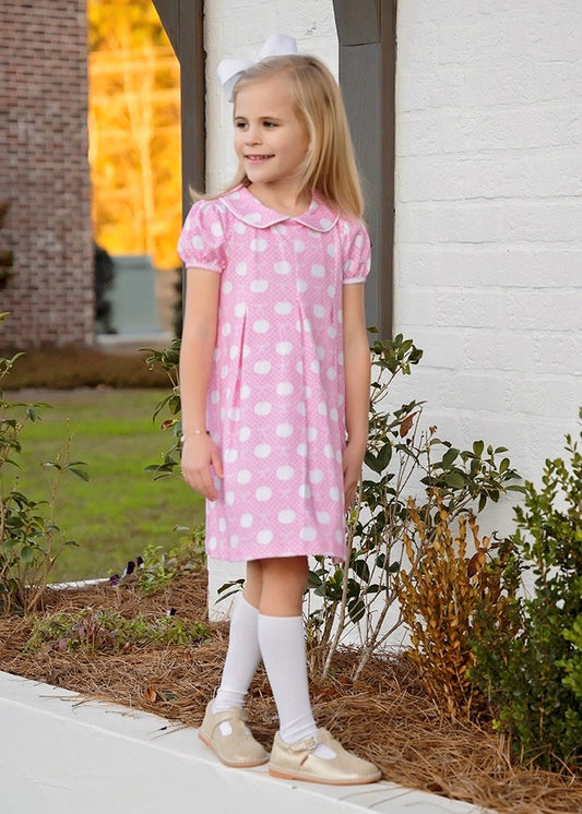 Penny Pleat Dress- Pink Pumpkins
