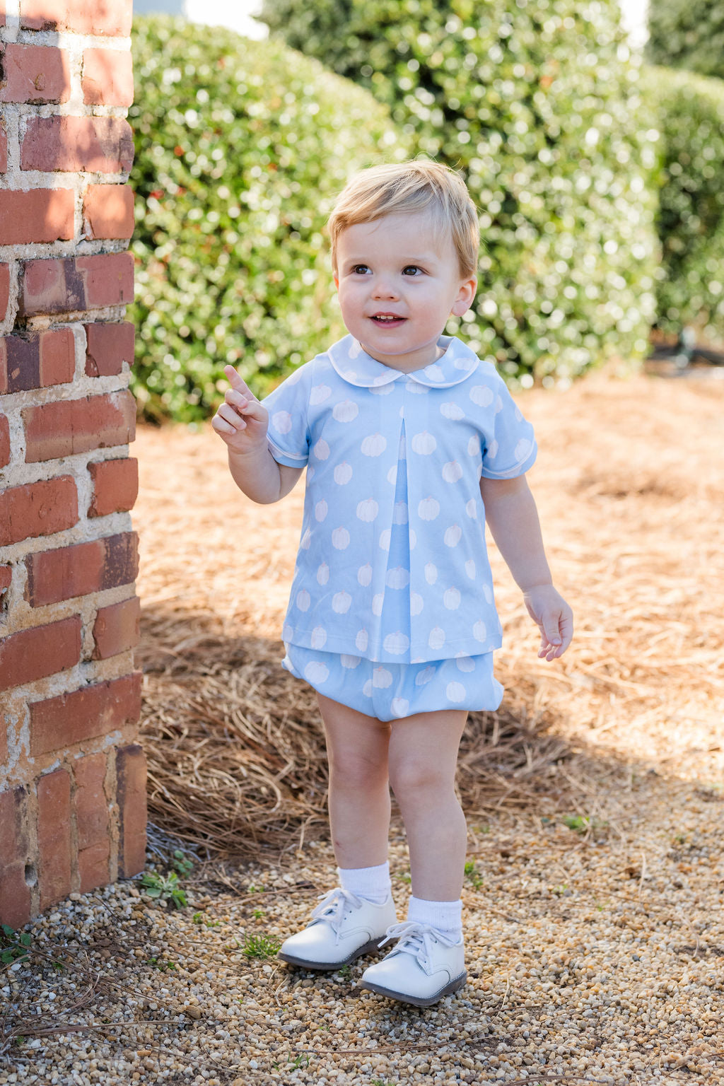 Rory Knit Diaper Set- Blue Pumpkins