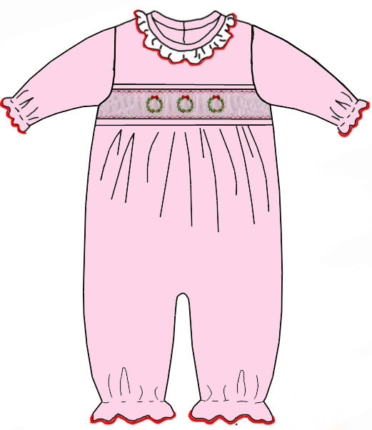 Pink Knit Longall w/Christmas Wreath