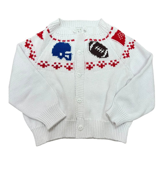 Boys Fair Isle Royal and Red Football Sweater