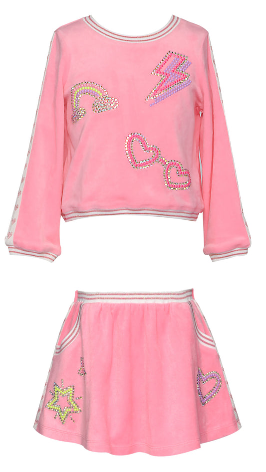 Pink Velour Set w/ Rhinestones