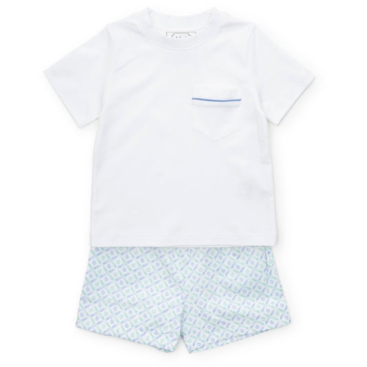 Hudson Short Set- School Plaid Blue