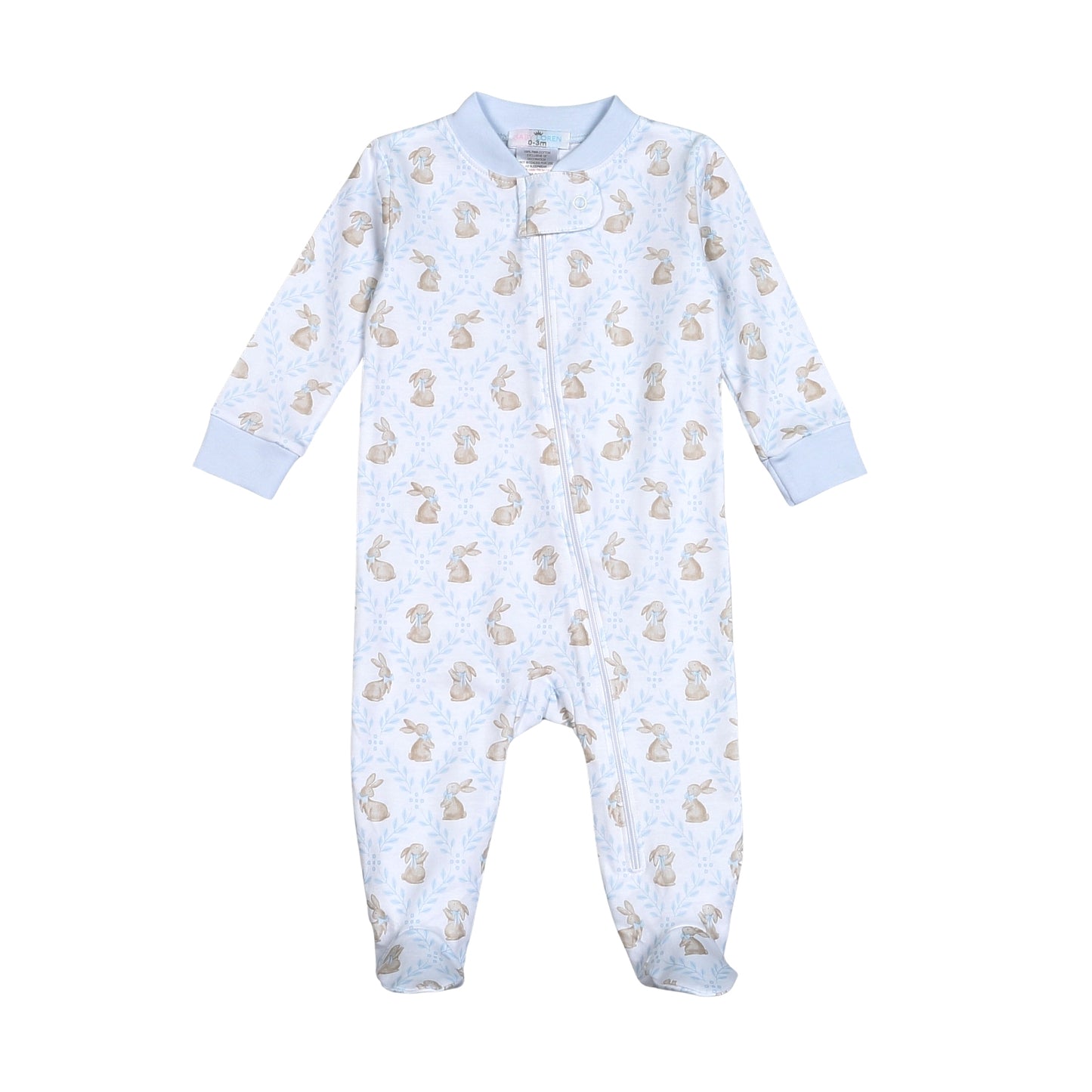 Blue Easter Bunny Pima Footie
