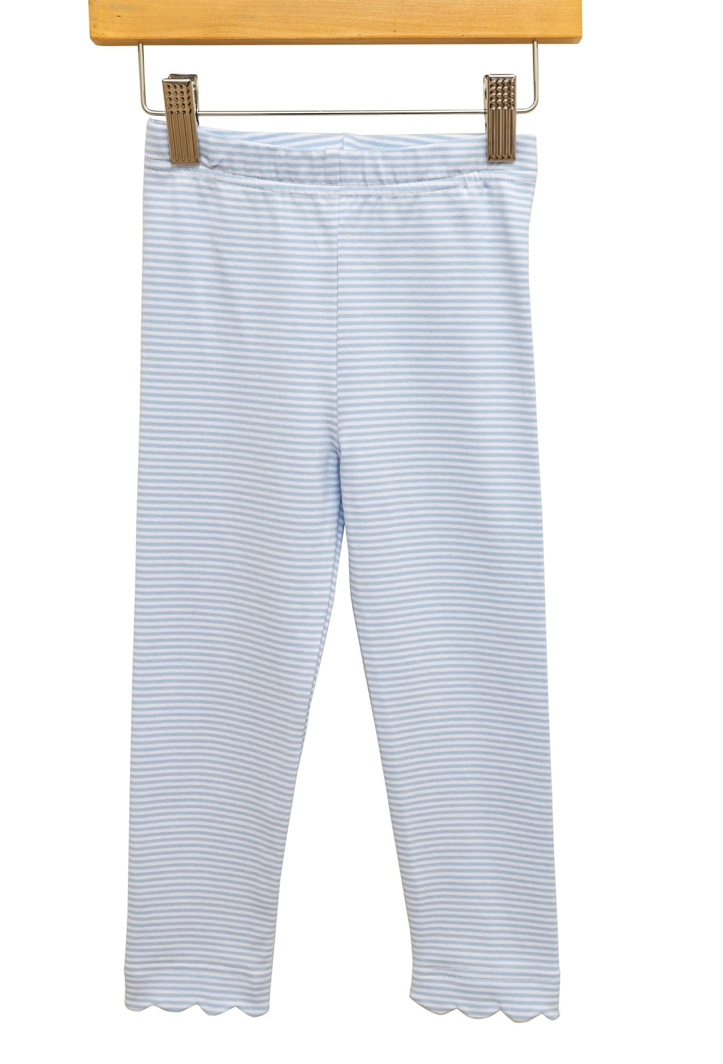 Light Blue Stripe Scalloped Leggings