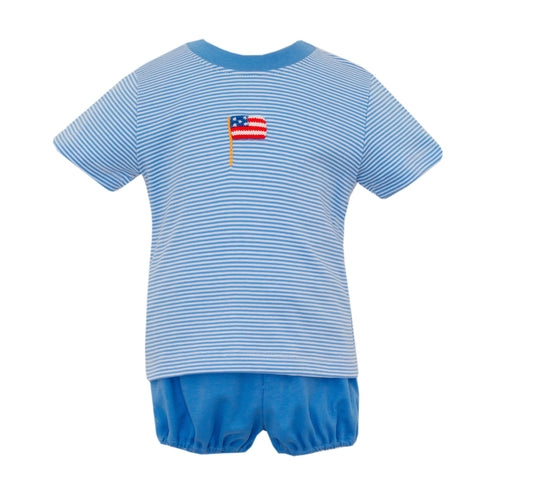 Boys Knit Flag Bloomer/Short Set