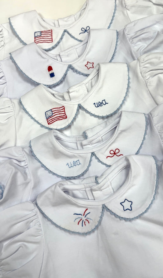 Stars and Stripes Embroidered Bloomer Top