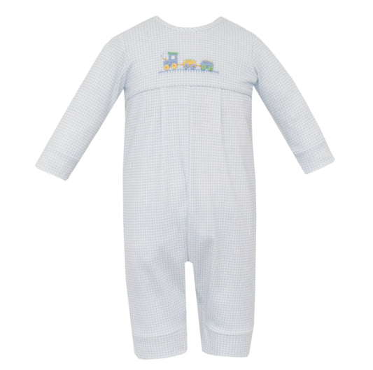 Light Blue Gingham Longall w/Train
