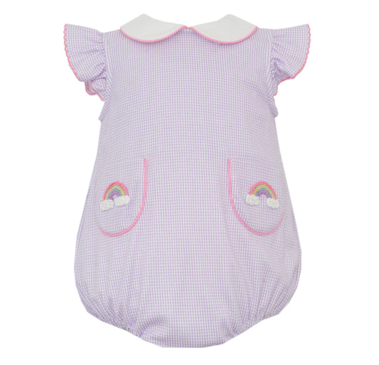 Lilac Gingham Knit Bubble w/Rainbow