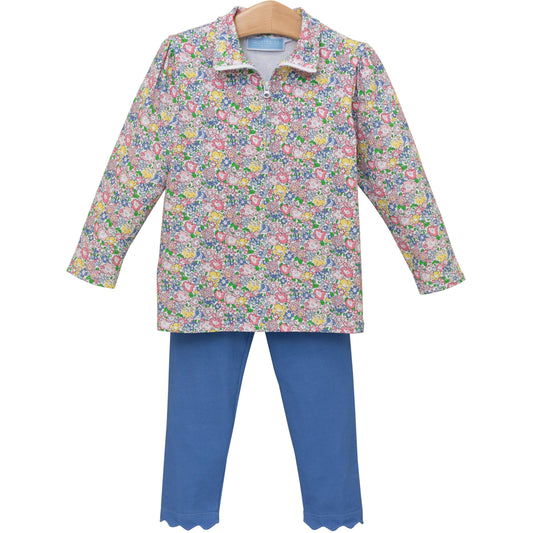 Floral 1/4 Zip Pullover Set