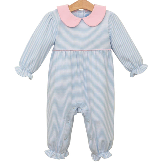 Katherine Light Blue Striped Romper