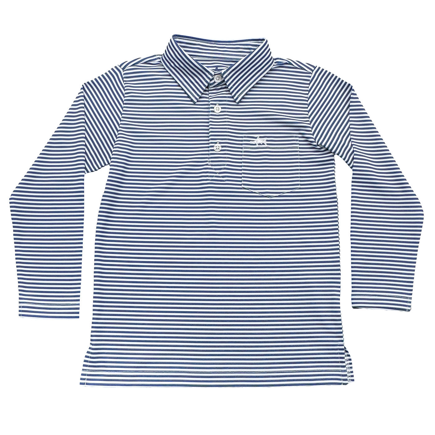 Inshore Performance Long Sleeve Polo- Blue Stripe