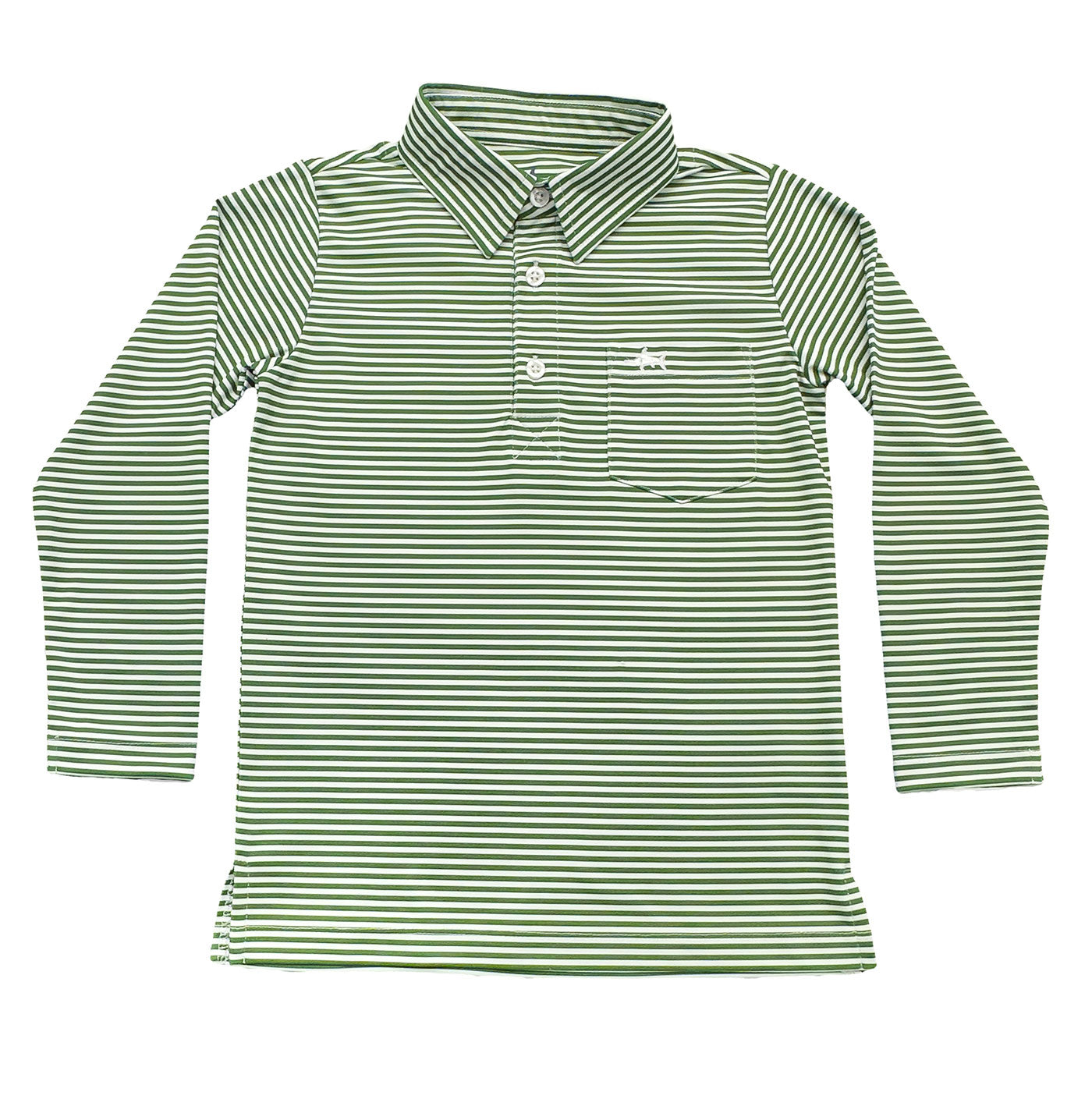 Inshore Performance Long Sleeve Polo- Green Stripe