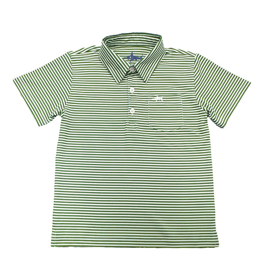 Inshore Performance Polo- Green Stripe