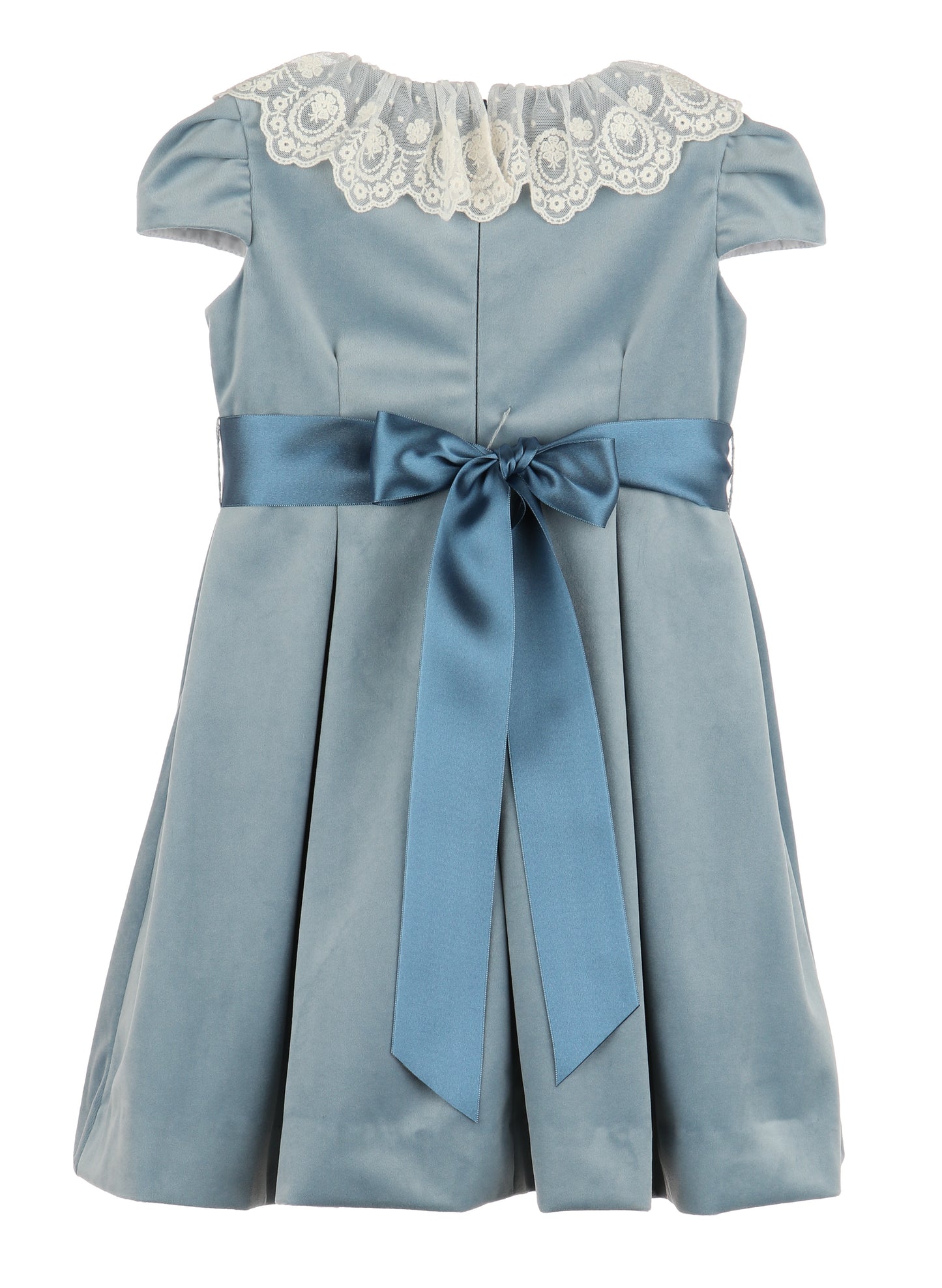 Blue Velvet Dress with Lace